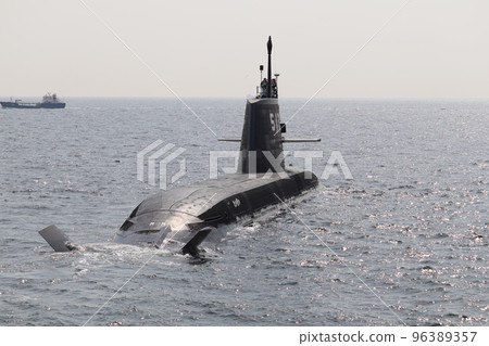 Maritime Self-Defense Force Submarine Taigei Floating on the Sea Maritime Self-Defense Force Submarine Taigei Floating on the Sea 96389357