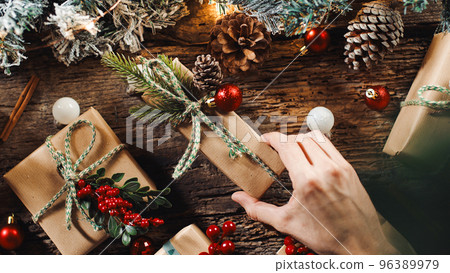 Christmas gift box on the table and presents Christmas gift box on the table and presents 96389979