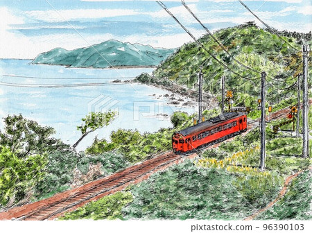 Sanin coast in winter 96390103