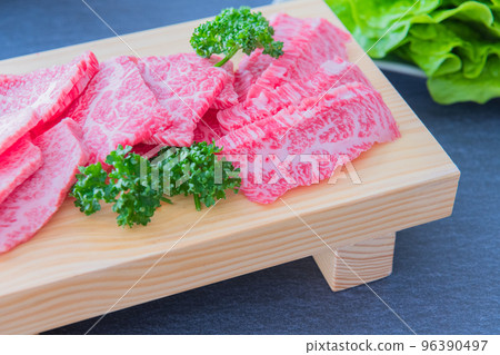 Beef marbled meat Yakiniku image close-up material 96390497