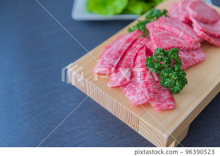 Beef marbled meat Yakiniku image close-up material 96390523