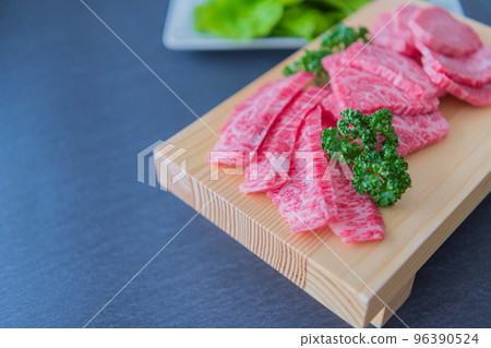 Beef marbled meat Yakiniku image close-up material 96390524