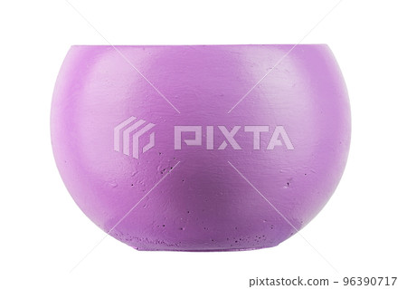 Empty ceramic pink flowerpot isolated over the white background. Pink flowerpot. 96390717