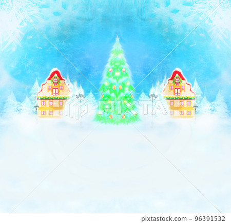 Christmas tree with lights, Beautiful winter landscape 96391532