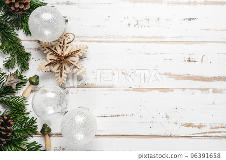 Top view of zero waste Christmas decorations 96391658