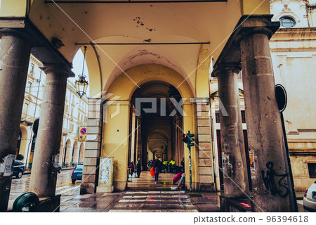 Turin Portico (arcade) in Piazza Vittorio Veneto *partially soft focus 96394618