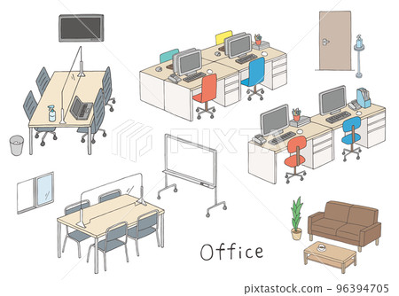 手繪辦公室插畫集（彩色） 96394705