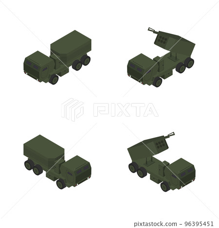 Highly mobile artillery missile system, 3D vector illustration. 96395451
