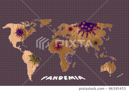 Inscription PANDEMIC. Novel coronavirus outbreak. Global pandemic alert 96395455