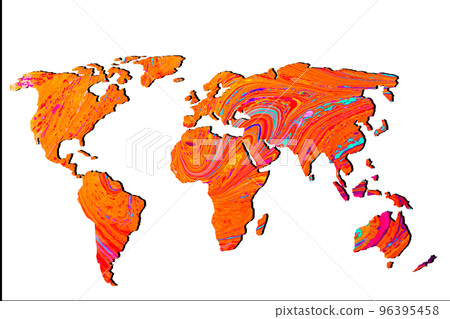 Roughly outlined world map with white background 96395458