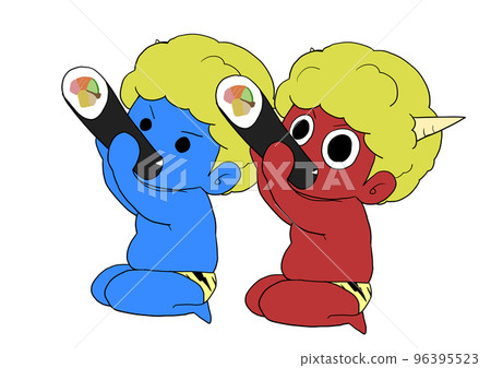 Red demon and blue demon eating ehomaki Red demon and blue demon eating ehomaki 96395523