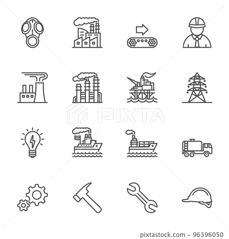 Power and Industry thin line vector icon set Power and Industry thin line vector icon set 96396050