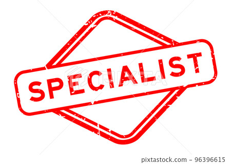 Grunge red specialist word rubber seal stamp on white background 96396615