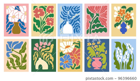Abstract groovy flowers, sunflower posters. Spring trippy plant painting, modern 60s art drawing. Trendy covers collection. Contemporary hand drawn leaves. Vector illustration background Abstract groovy flowers, sunflower posters. Spring trippy plant painting, modern 60s art drawing. Trendy covers collection. Contemporary hand drawn leaves. Vector illustration background 96396660