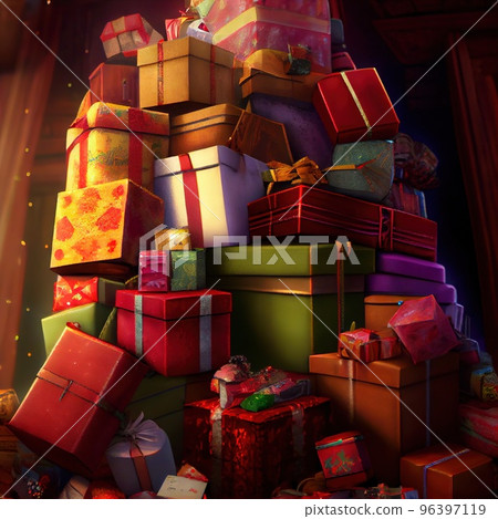 A huge pile of gifts for Christmas A huge pile of gifts for Christmas 96397119