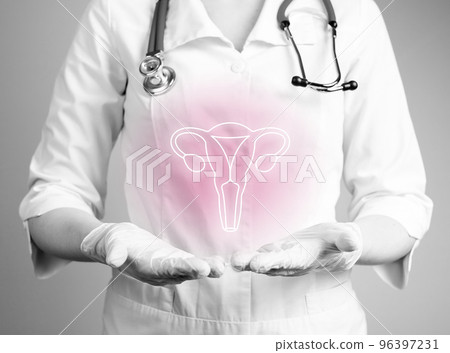 Uterus, wonb, ovary health. Gynecology concept. Female reproductive system anatomy, women healthcare 96397231