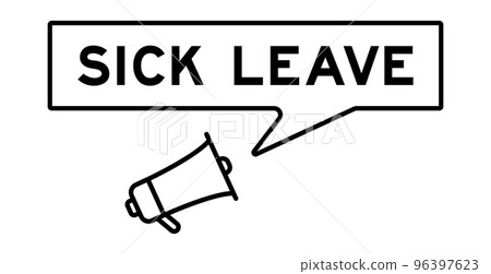 Megaphone icon with speech bubble in word sick leave on white background Megaphone icon with speech bubble in word sick leave on white background 96397623