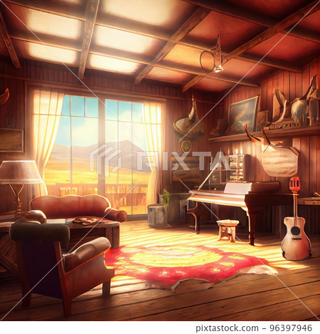 Wild west living room empty western style interior Wild west living room empty western style interior 96397946