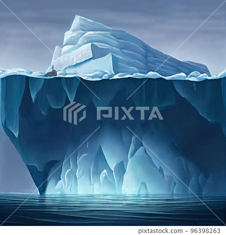 A huge iceberg, part on the surface, part under water 96398263