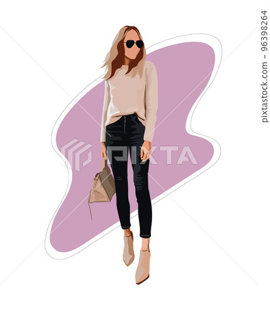 Glamour street girl. Beautiful stylish woman stylish girl Glamour street girl. Beautiful stylish woman stylish girl 96398264