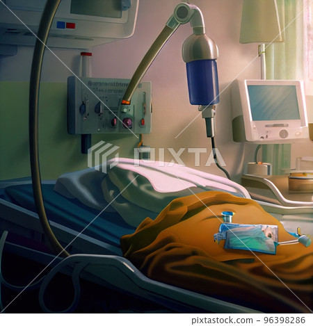 A dropper connected to a patient in a hospital room A dropper connected to a patient in a hospital room 96398286