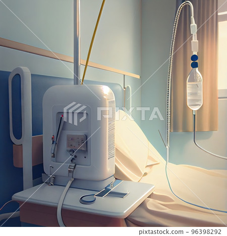 A dropper connected to a patient in a hospital room A dropper connected to a patient in a hospital room 96398292
