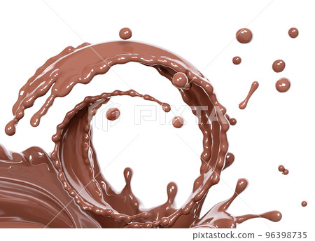 Twisted spiral chocolate wave or flow splash, pouring hot melted milk chocolate sauce or syrup, cocoa drink or cream, abstract dessert background, choco splash, drink dessert, isolated, 3d rendering Twisted spiral chocolate wave or flow splash, pouring hot melted milk chocolate sauce or syrup, cocoa drink or cream, abstract dessert background, choco splash, drink dessert, isolated, 3d rendering 96398735