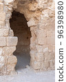 Mount Herodion and the ruins of the fortress of King Herod inside an artificial crater. The Judaean Desert, West Bank. 96398980