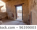 Mount Herodion and the ruins of the fortress of King Herod inside an artificial crater. The Judaean Desert, West Bank. 96399003