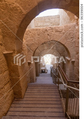 Mount Herodion and the ruins of the fortress of King Herod inside an artificial crater. The Judaean Desert, West Bank. Mount Herodion and the ruins of the fortress of King Herod inside an artificial crater. The Judaean Desert, West Bank. 96399004