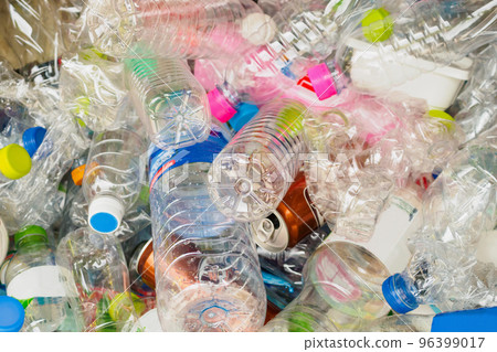 plastic bottles in recycle trash station plastic bottles in recycle trash station 96399017