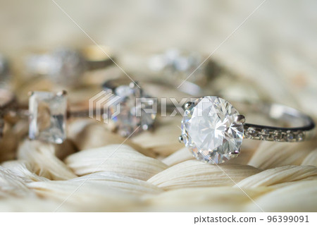 Jewelry diamond wedding rings close up 96399091