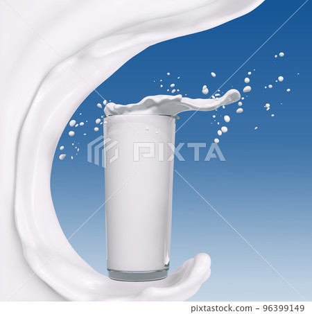 Pouring milk or yogurt, splashing or wave, abstract flowing liquid background, isolated, 3d rendering 96399149