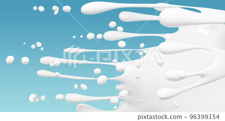 Pouring milk or yogurt, splashing or wave, abstract flowing liquid background, isolated, 3d rendering 96399154