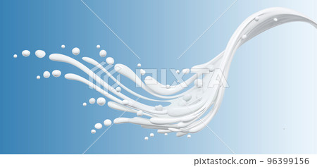 Milk wave or flow splashing, pouring  sour cream or yogurt, dairy abstract liquid background, isolated, 3d rendering 96399156