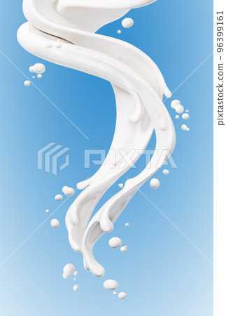 Pouring milk or yogurt, splash or wave, abstract flowing liquid background, isolated, 3d rendering Pouring milk or yogurt, splash or wave, abstract flowing liquid background, isolated, 3d rendering 96399161