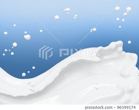 Milk wave or flow splash, pouring  sour cream or yogurt, dairy abstract liquid background, isolated, 3d rendering 96399174