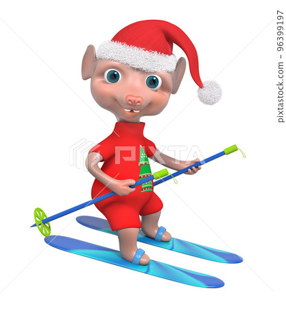 Adorable mouse boy skier 3d rendering Adorable mouse boy skier 3d rendering 96399197