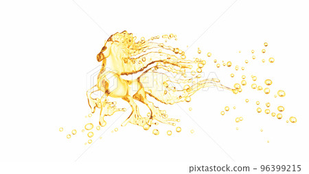 Olive oil Splash or engine oil shape horse, abstract  background, isolated, 3d rendering 96399215