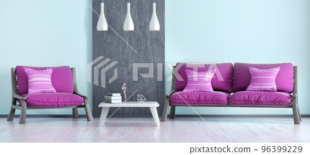 Interior design of modern living room with sofa and  armchair 3d rendering 96399229