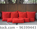 Decorative red pillows natural Fabric, Interior design 96399443