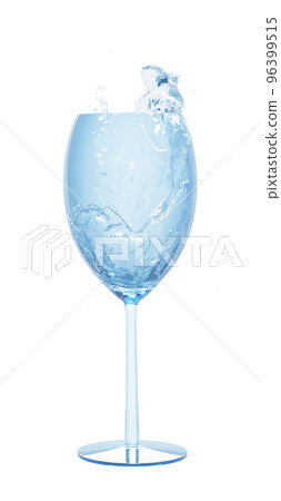 Splash of water in wine glass, drink illustration, splash alcohol in wine glass, abstract swirl background, 3d rendering 96399515