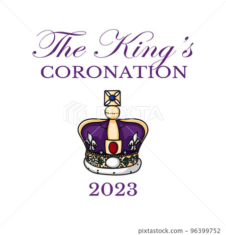 Poster for King Charles III Coronation with British flag vector illustration.  96399752