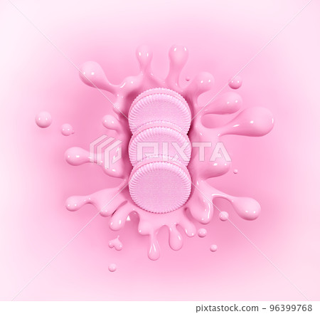 Crispy Biscuit with yogurt Splash 3d rendering, food illustration Crispy Biscuit with yogurt Splash 3d rendering, food illustration 96399768