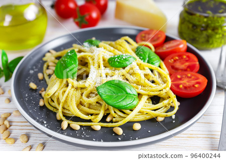 Traditional italian pasta pesto 96400244