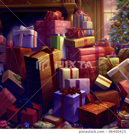 A huge pile of gifts for Christmas 96400423