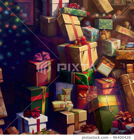 A huge pile of gifts for Christmas 96400426