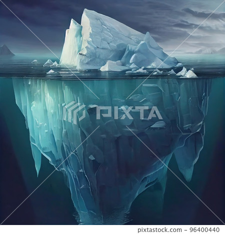 A huge iceberg, part on the surface, part under water A huge iceberg, part on the surface, part under water 96400440