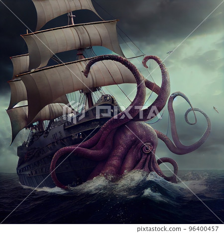 A giant octopus wrapped its tentacles around the ship 96400457