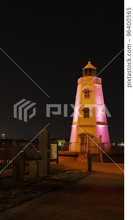 The Former Sakai Lighthouse lit up in purple, the symbolic color for the eradication of violence against women The Former Sakai Lighthouse lit up in purple, the symbolic color for the eradication of violence against women 96400565